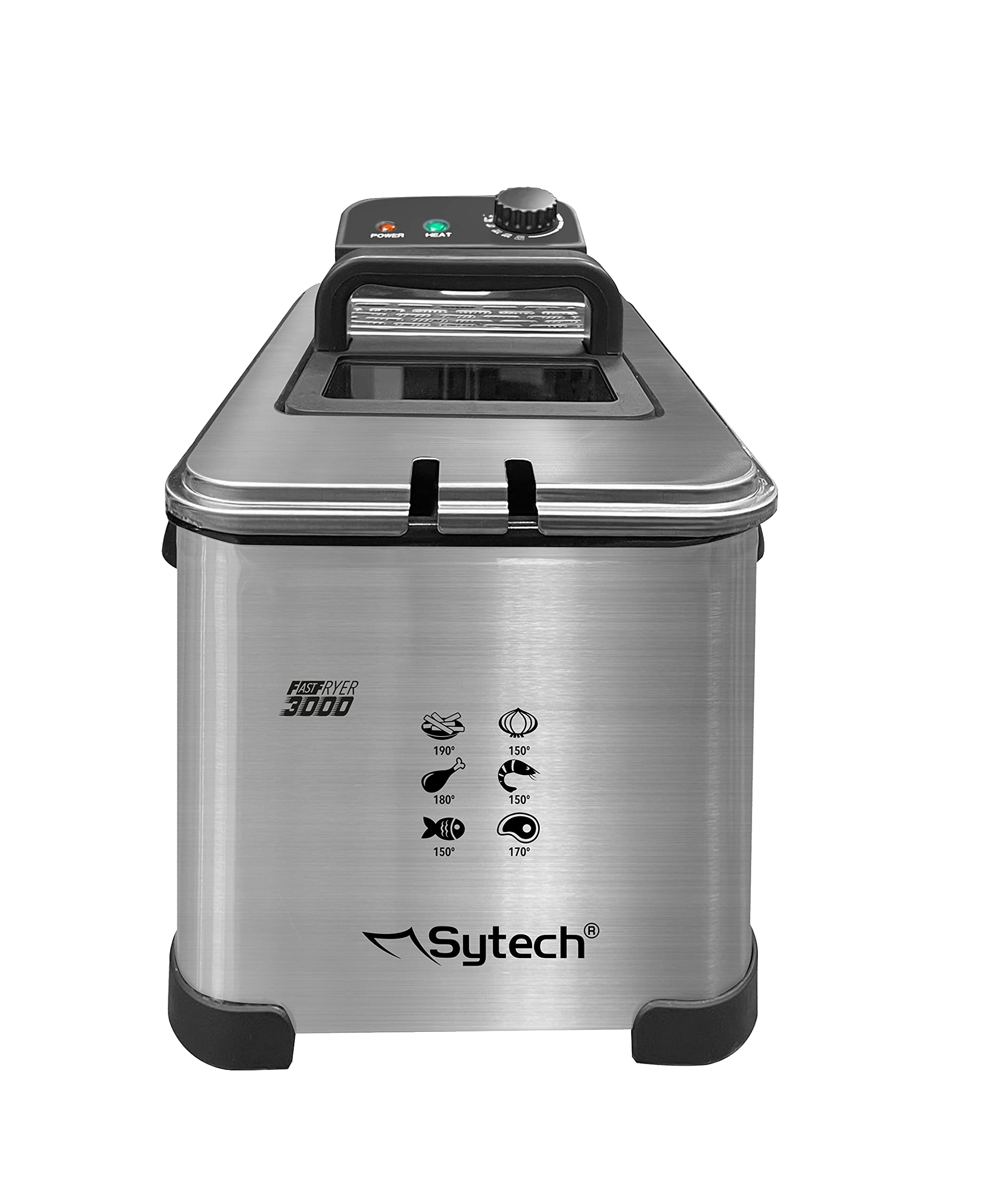 Sytech freidora electrica, 3l., Acero INOX, 2000w