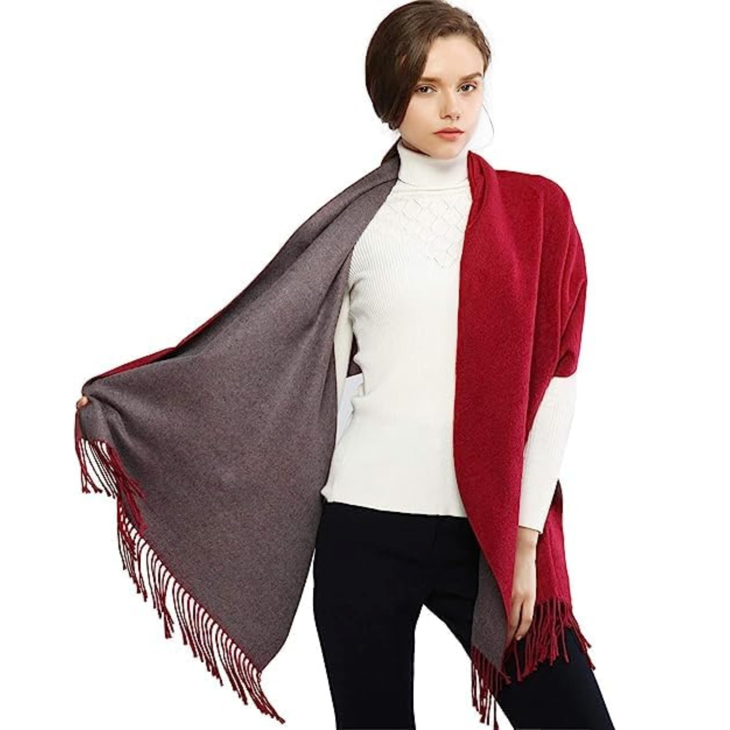 ™ Oversized Pashmina Shawl for Women – Soft Two Tone Large Scarf Women Warm Lightweight Wrap and Stole for Wedding Evening Dress Bridesmaid Gifts for Women One Size