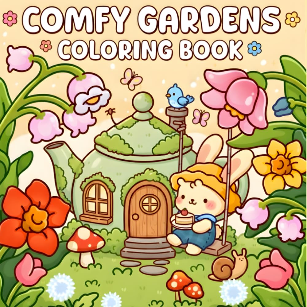 Comfy Gardens Coloring Book: for Adults and Teens Featuring Adorable Animals and Nature Scenes for Relaxation and Stress Relief
