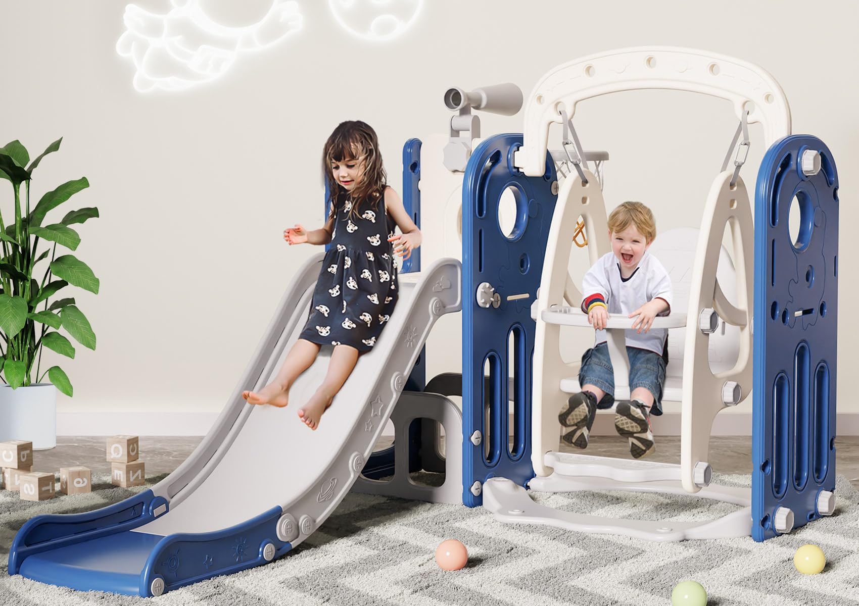 Babytronic Tobogán para Niños Pequeños, Tobogán Interior 6 en 1 para Niños Pequeños de 1-3 Años, Juego de Escalador Interior y Exterior para Bebés, Tobogán para Niños con Aro de Baloncesto Babytronic Tobogán para Niños Pequeños, Tobogán Interior 6 en 1 para Niños Pequeños de 1-3 Años, Juego de Escalador Interior y Exterior para Bebés, Tobogán para Niños con Aro de Baloncesto