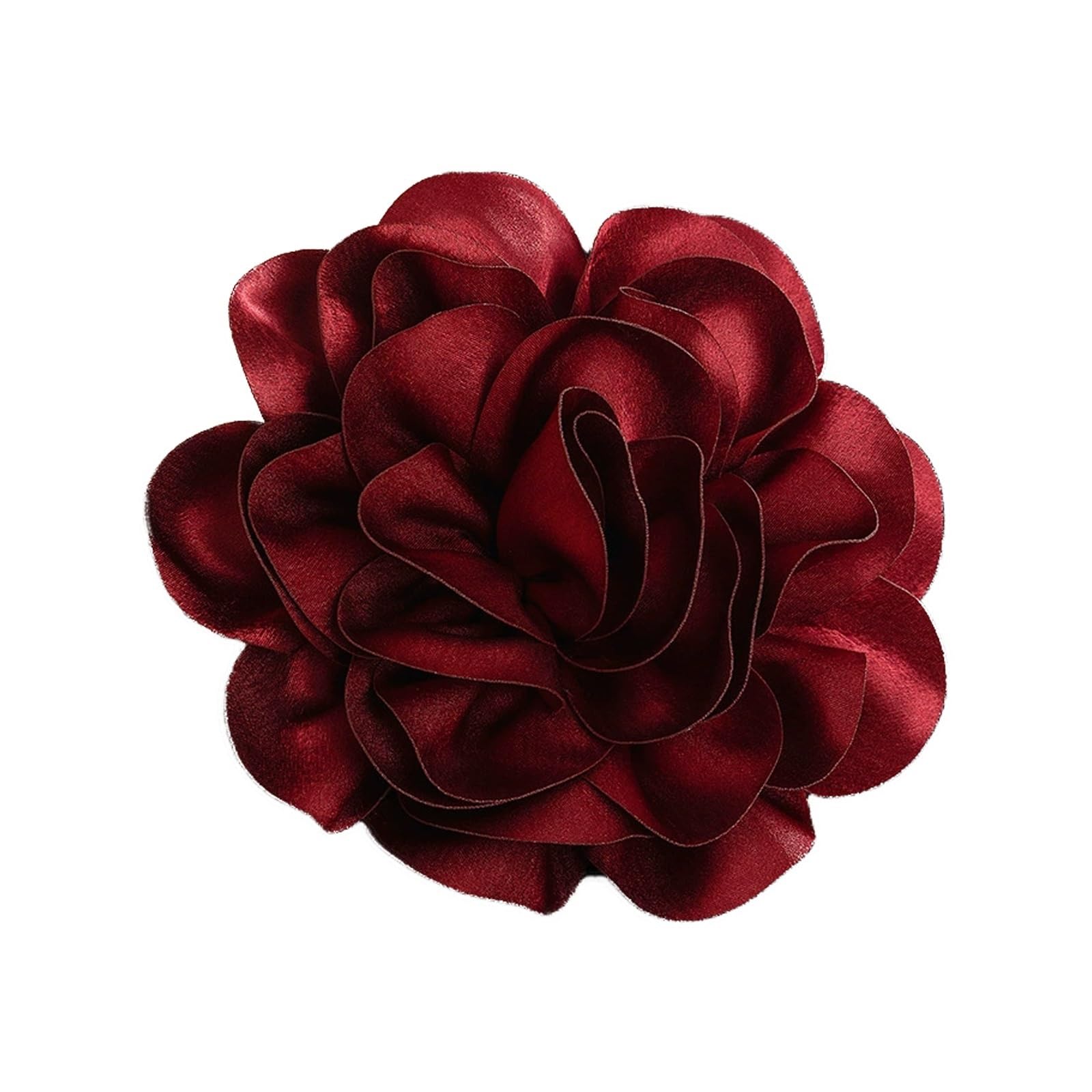 Scdoa Women's Burgundy Flower Brooch，Satin Flower Brooch，Big Flower Brooch Pins，Rose Flower Brooch Pins，Fabric Rose Brooches Lapel Pins(Burgundy)