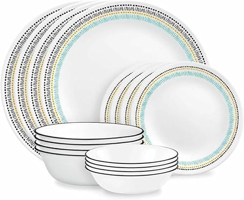 Corelle Paloma - Juego de vajilla de 16 piezas, servicio para 4 personas
