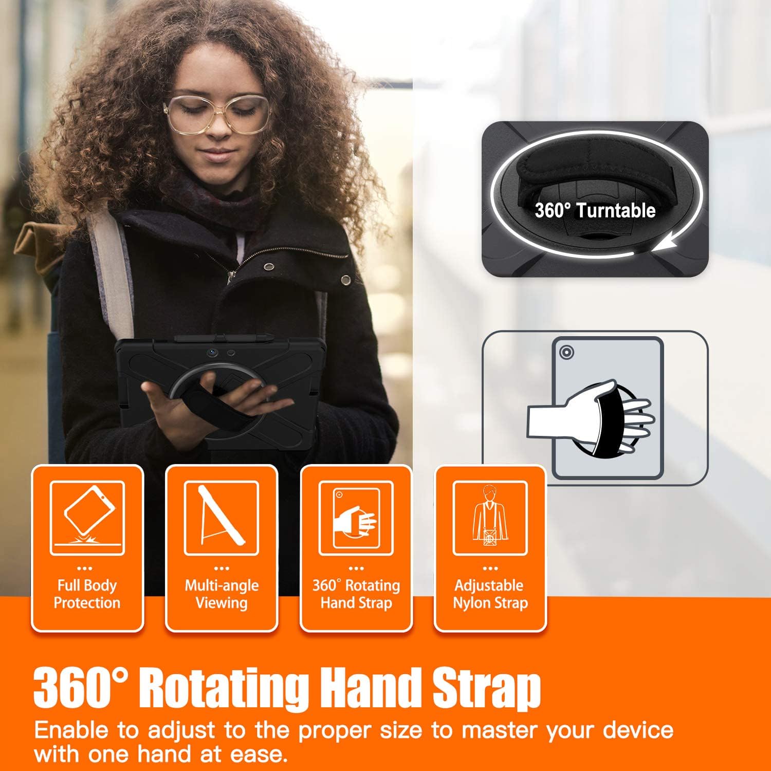 DreamerX for Microsoft Surface Pro X 13 inch Case 2019/2020/2021, Heavy Duty Military-Grade Shockproof Rugged Drop Protective Silicone Cover with Rotating Stand Hand Strap Shoulder Strap Pencil Holder