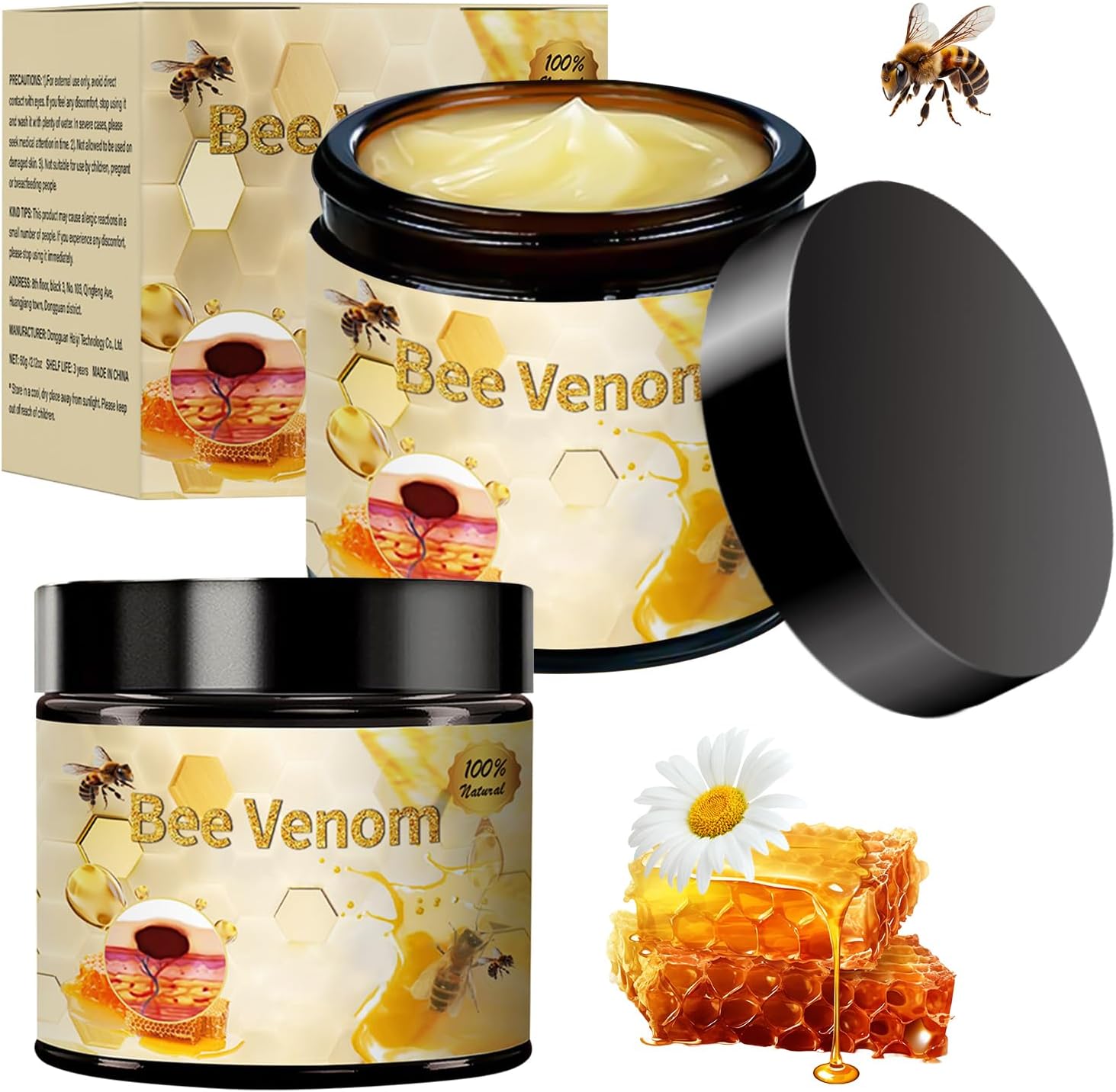Bee Venom Treatment, New Professional Bee Venom Repair Cream,Bee Venom Moisturizing Gel, Natural Bee Venom Repair Cream, for All Types (2pcs)