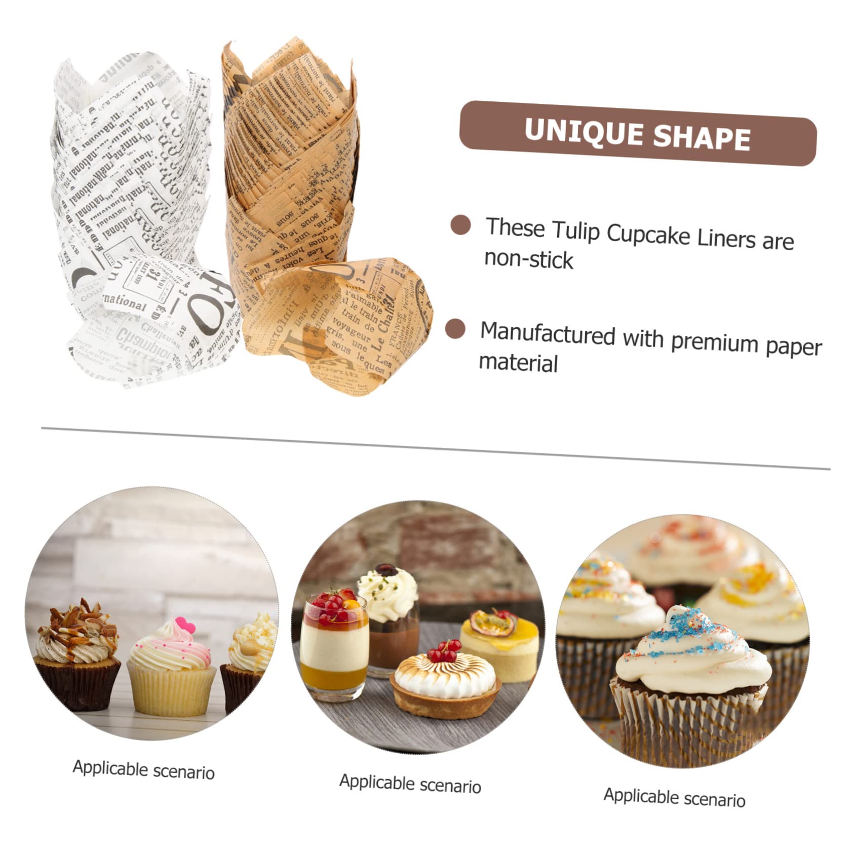 LIFKOME 400pièces Caissettes à Papier Tulipe Moules à Muffins Décoratifs Anti-huile Pour Gâteaux Pour Anniversaires Et Événements Spéciaux