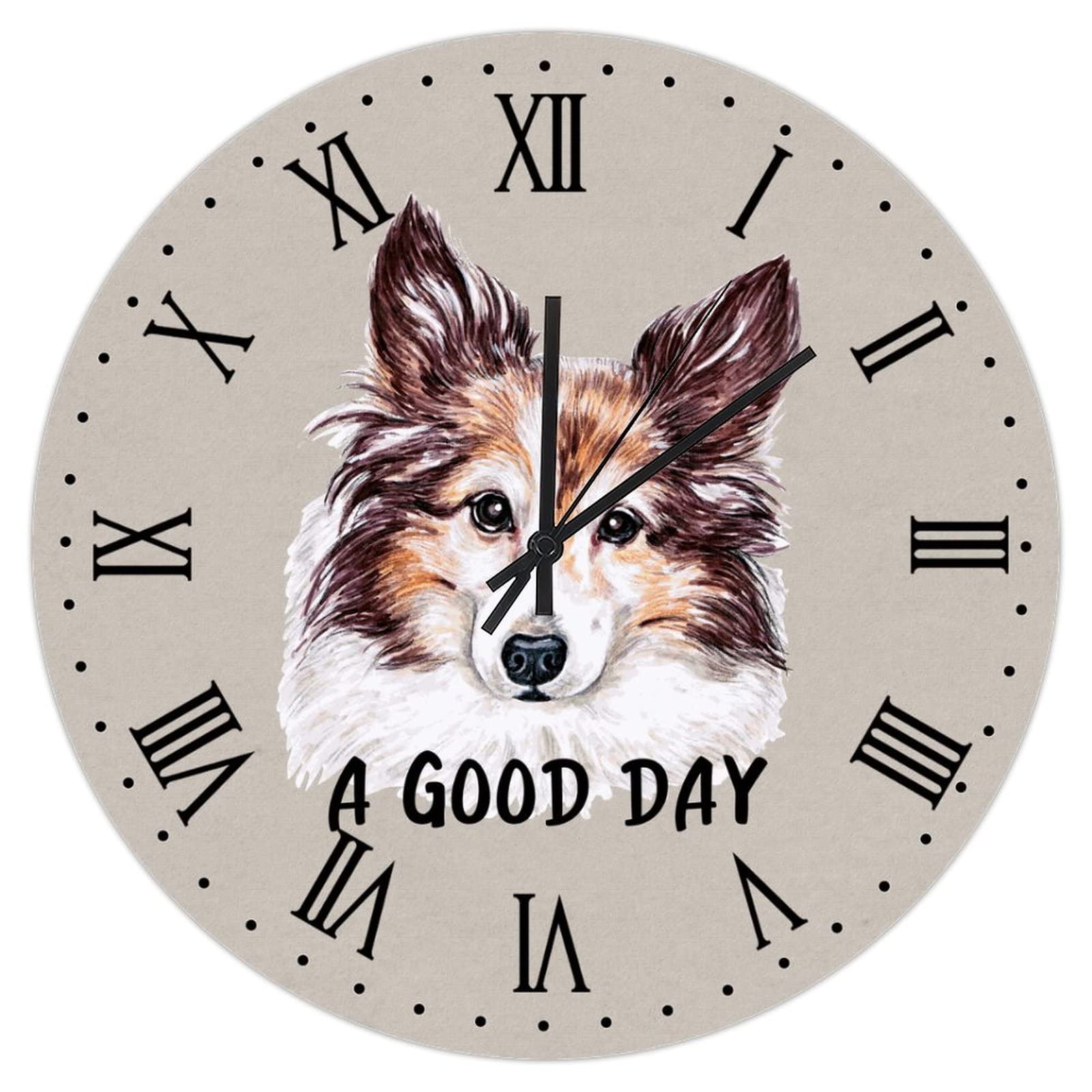 Horloge murale en bois vintage Shetland, pendule silencieuse 30cm déco maison et école