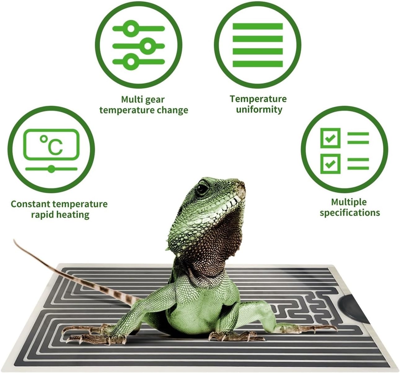 1pcs AC200~240V 5-20W Reptiles Heating Mat Climbing Pet Warm Pads Adjustable With Temperature Controller(14W 28X28cm)