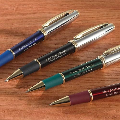 Miniatura 7 de Imprints Online 10 bolígrafos de metal ejecutivos grabados con láser. Disponible en 4 colores clásicos con detalles en tono dorado, personalización