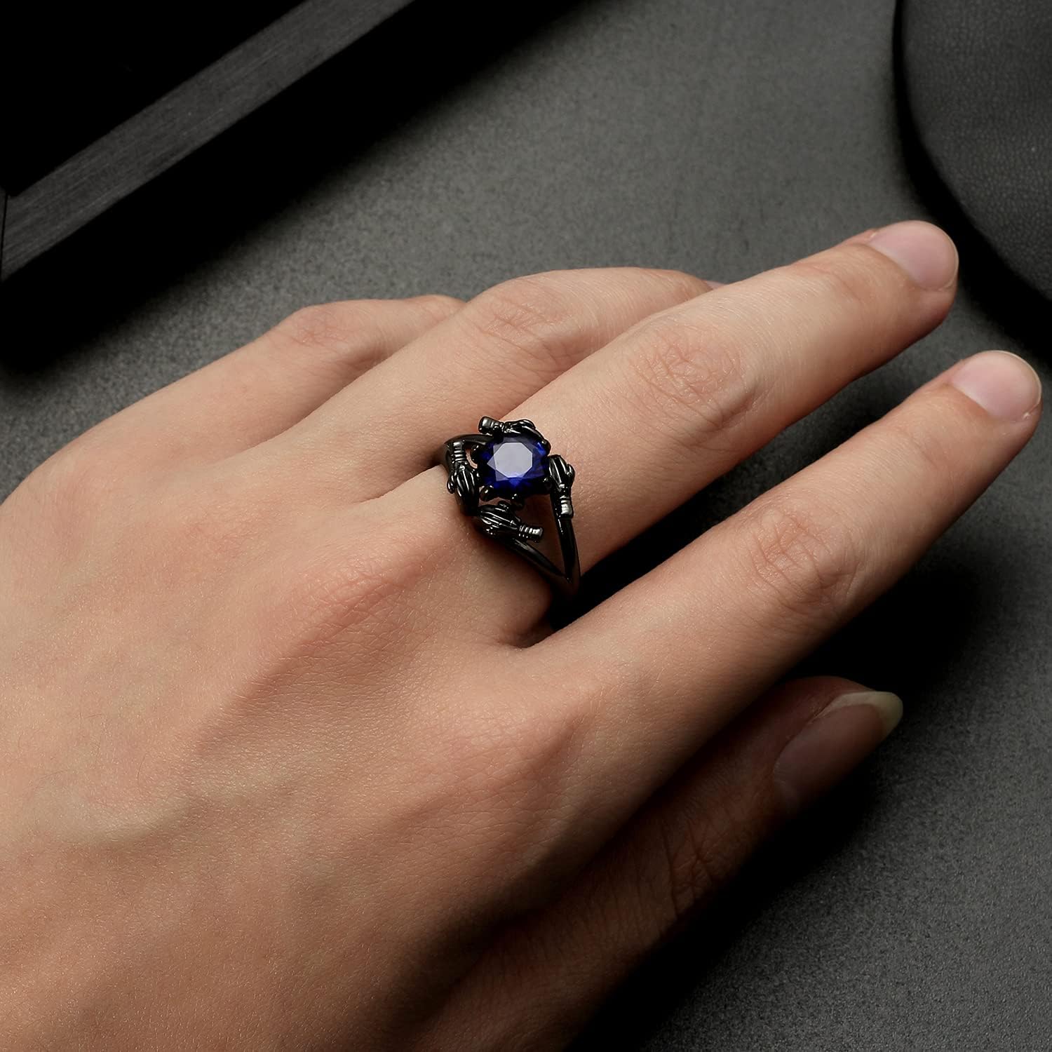 Dragon Claw Black Engagement Ring for Women by Ginger Lyne | 2 Ct Simulated Black Diamond Rings for Her Gothic Promise Bridal for Wife or Girlfriend