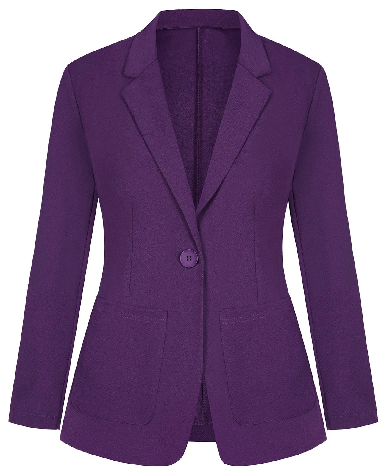 Purple Blazer Jacket with Pocket - Long Sleeve Tailored Suit Purple XL