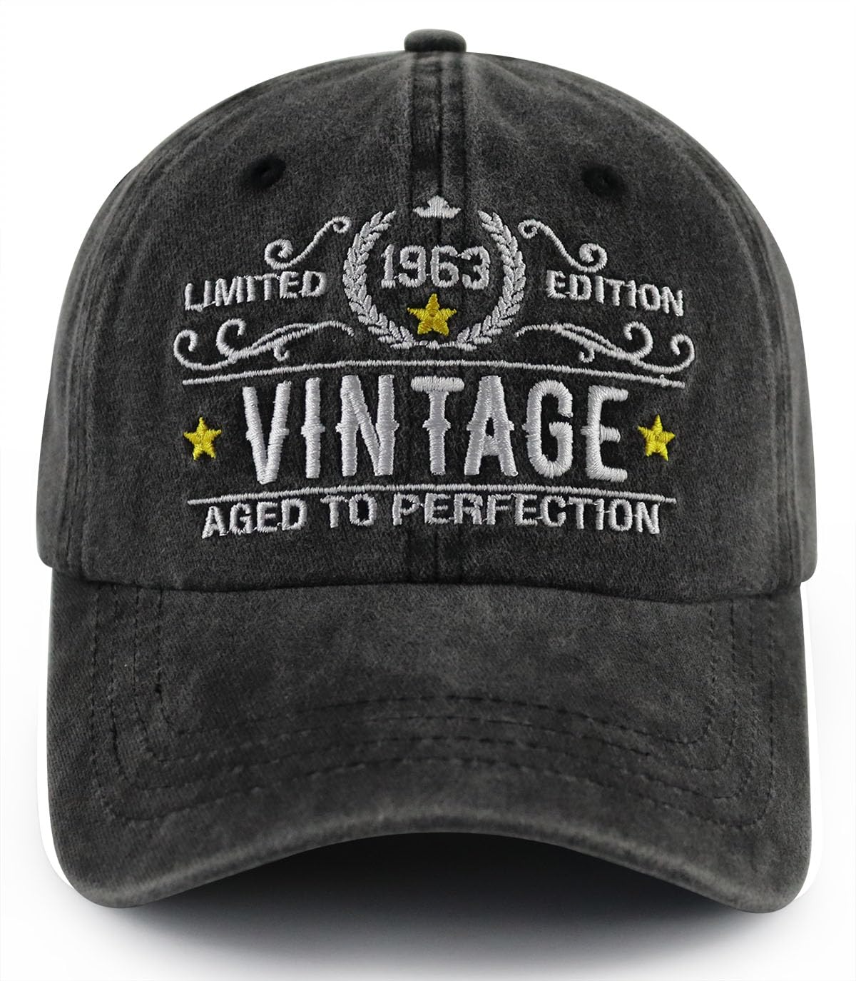 TohheaspVintage 1963 Limited Edition Hat for Men Women, Adjustable Washed Cotton Embroidered 60th Birthday Baseball Cap