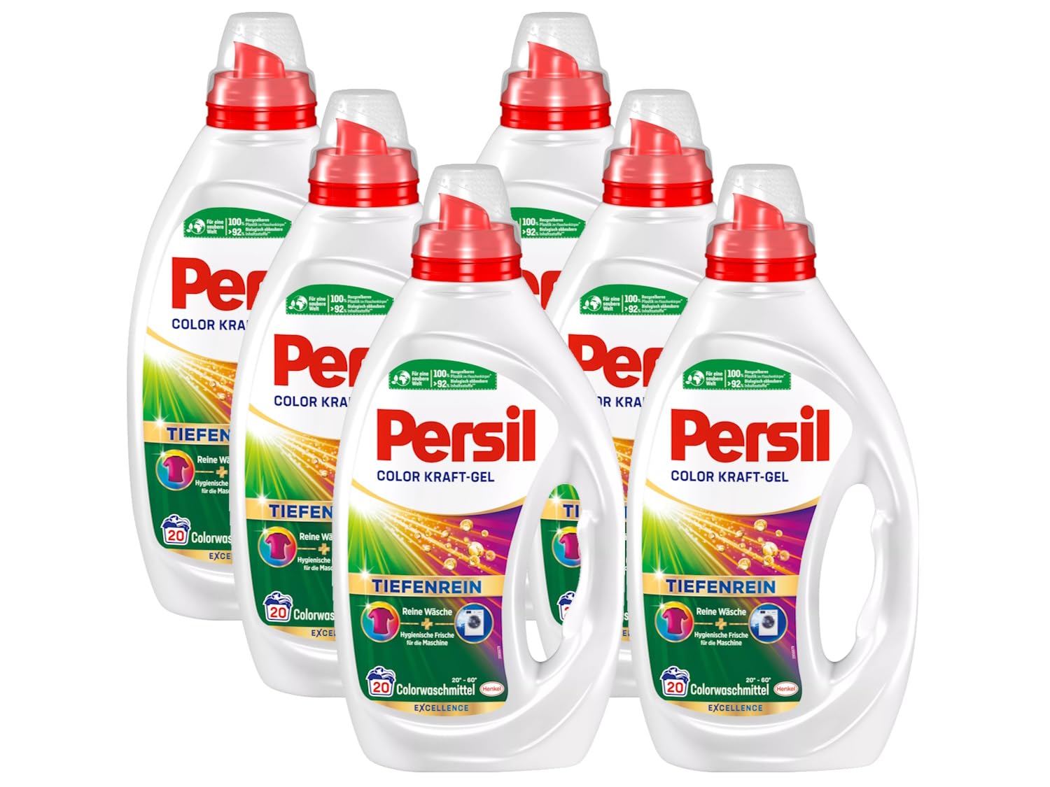 Persil Color Kraft-Gel (6 x 20 Waschladungen), Flüssigwaschmittel mit Tiefenrein Technologie, Colorwaschmittel für reine Wäsche und hygienische Frische für die Maschine, wirksam ab 20 °C