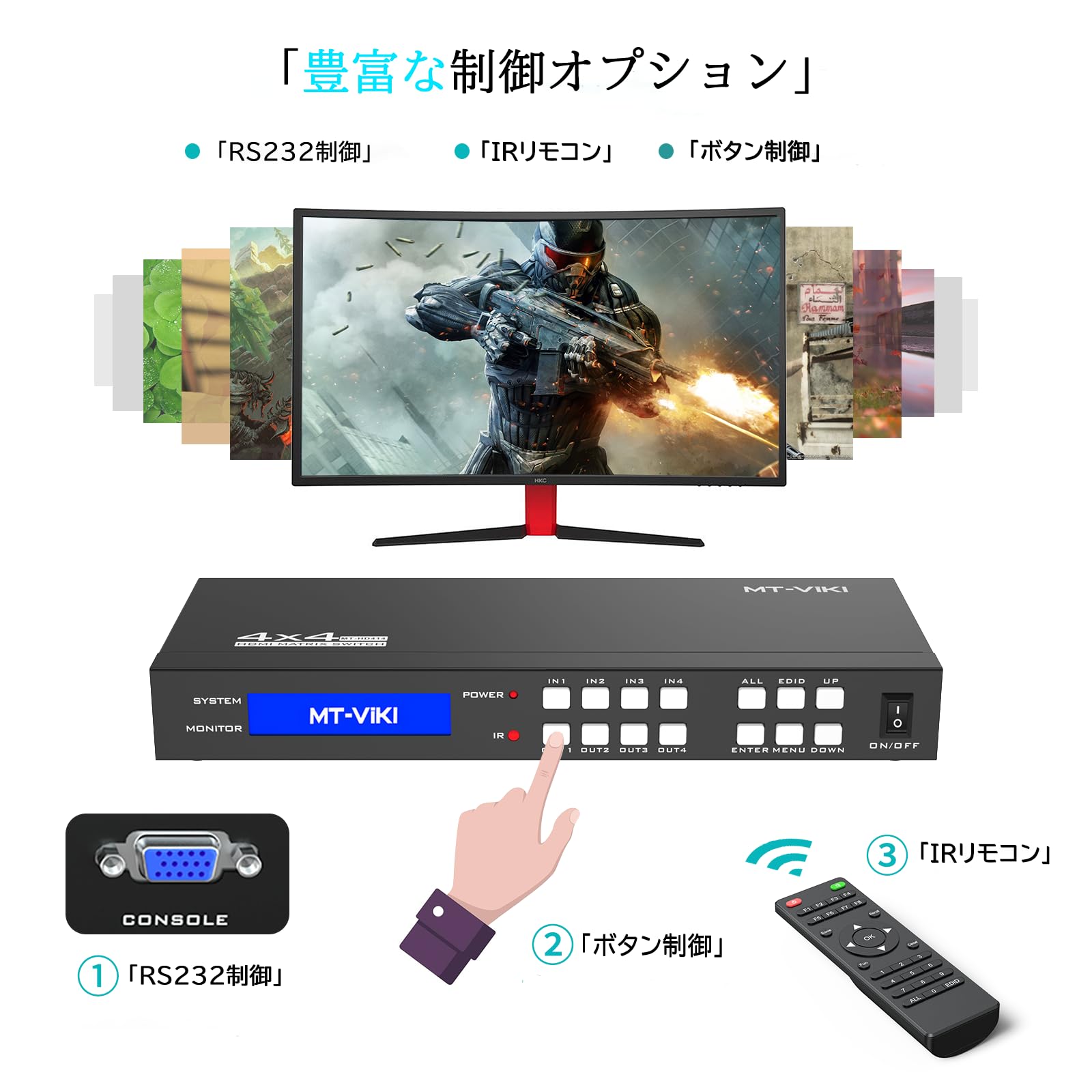 MT-VIKI 4x4 HDMIマトリックススイッチャー 4K@30Hz
