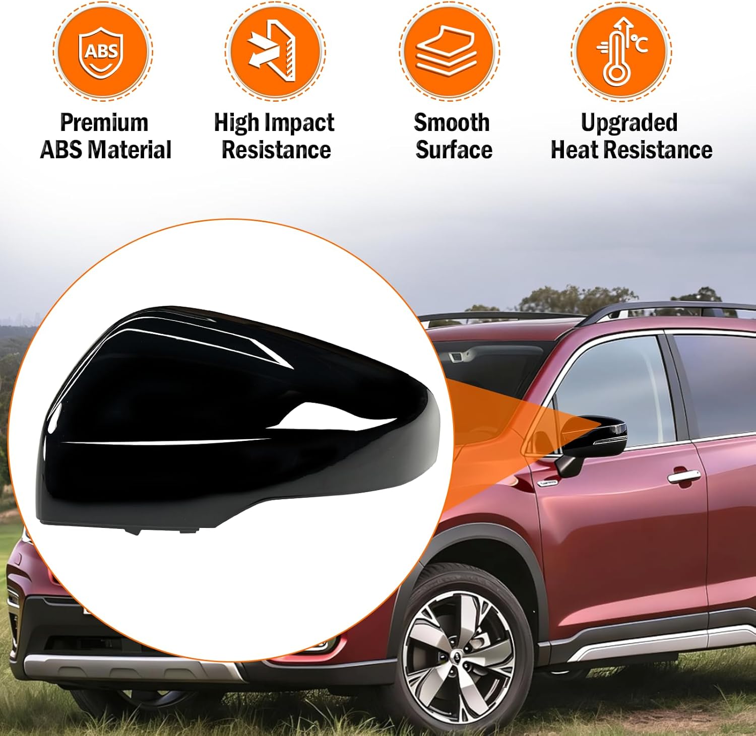 Yumzeco 1PC Compatible with Subaru Mirror Cover Forester 2019-2023/Crosstrek 2018-2023, Driver Side Subaru Forester Mirror Cap W/Light Clip-on Replacement Replace for 91059FL030-Left Glossy Black