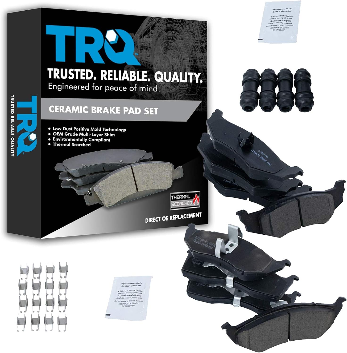TRQ Front Brake Pad & Rotor Kit Brake Pads Brake Rotor Semi-Metallic Compatible with 2000-2004 Ford Focus