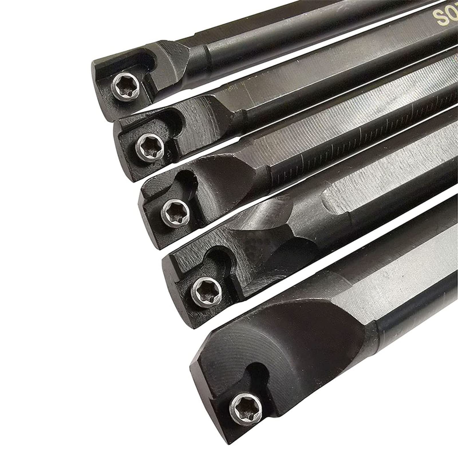 Portaherramientas de Torno CNC, 5 Piezas S06K/S07K/S08K/S10K/S12M-SCLCR06+10 Piezas Insertos de Carburo CCMT0602 + 5 Piezas Barra de Perforación de Torno con llave