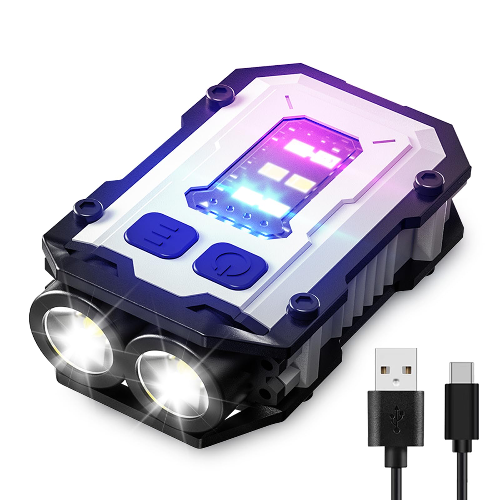 Flashlights High Lumens - Super Bright 800 LM, USB C Rechargeable LED Keychain Flash Light with COB Side Light, 8 Modes, IPX5 Pocket Flashlight,Tactical Flashlight（White）