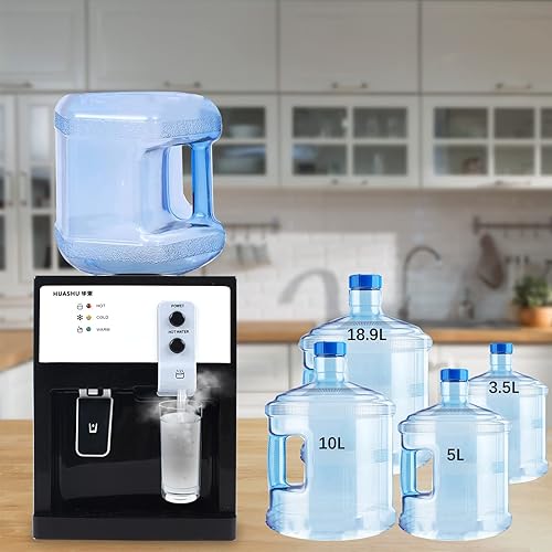 Miniatura 6 de Dispensador de agua de encimera de carga superior para botella de 1 a 5 galones, máquina de beber eléctrica con dispensador de agua caliente y fría