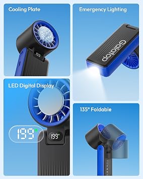 Gaiatop Portable Handheld Turbo Fan with Ice Cooler, 6000mAh, Max 32H