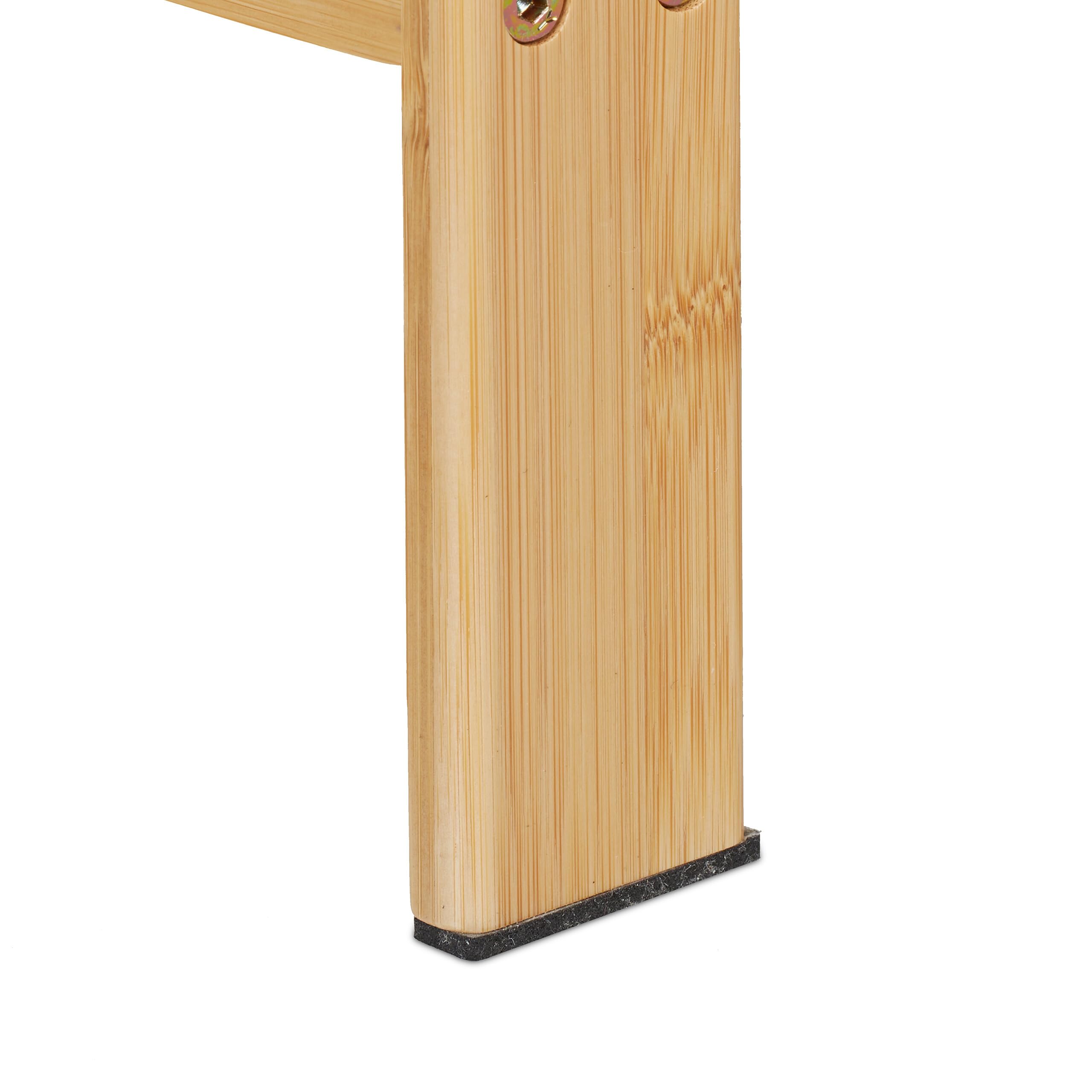 Relaxdays Banco Baño Bambú, Taburete con Balda, Banqueta con Repisa Cocina, Calzador Pasillo, 41,5 x 44 x 28 cm, Natural