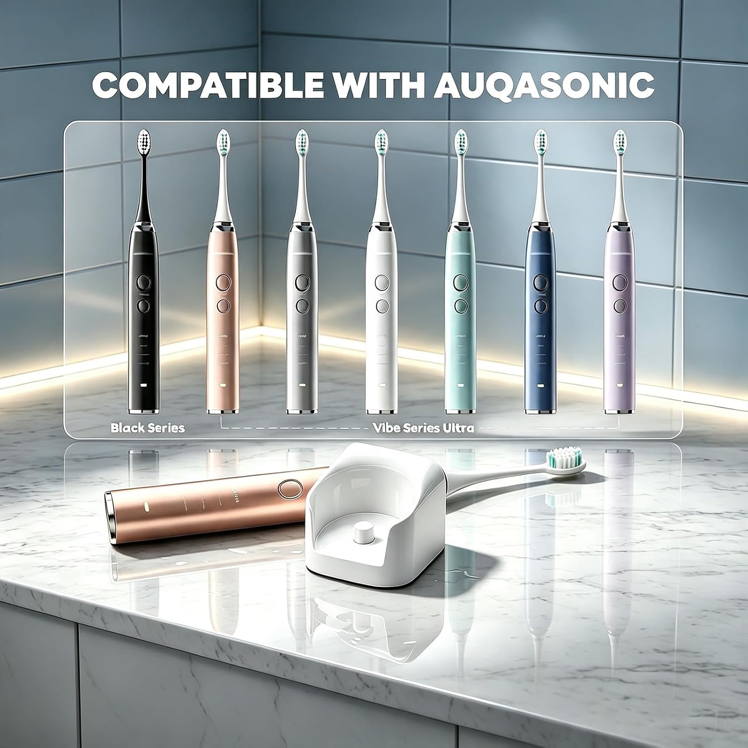 Electric Toothbrush Wall Charger for AquaSonic, Inductive Replacement Charging Base, US Plug Power Charger Compatible with AquaSonic Black/Vibe Series