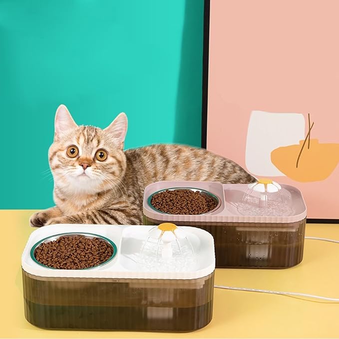 Fuente y Comedero para Gatos 2 en 1, Dispensador Automático de Agua miniatura 2