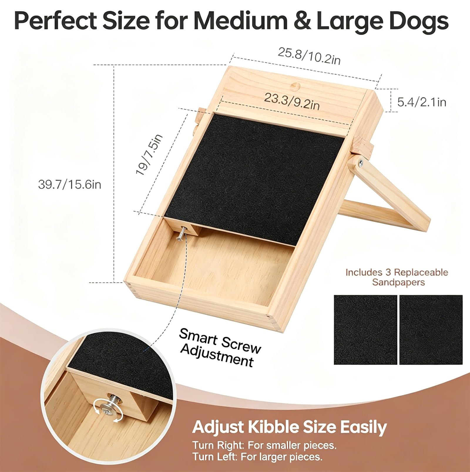 Rascador De Uñas para Perros con Caja De Premios, Alfombrilla Portátil para Limar Uñas para Perros De Todas Las Razas, Tabla Raspadora De Uñas De Madera