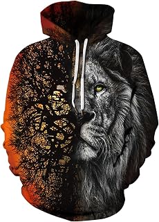 KARISI Long Sleeve 3D Print Pullover Hoodie Men's Hoodie With Front Pocket, Boys Girls Hoody Pullover Teens Sportshirts, Unisex Fall Winter Sweater Blouse Tops (Color : B, Size : XXL)