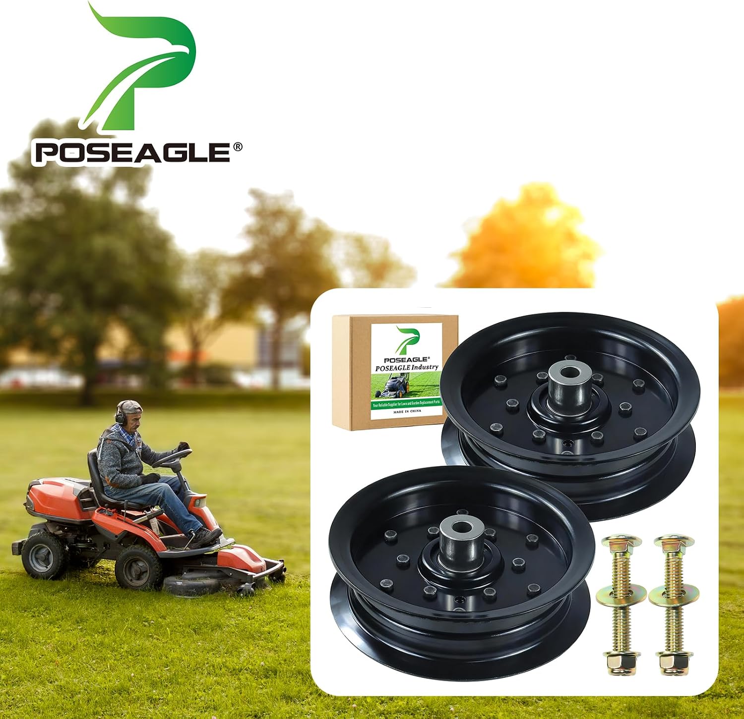 2 pack 532196106 idler pulley replaces 532197379 craftsman 196106 197379 for husqvarna 54" 46" z254f z254 yth22v46 lgt2654 rz5424 yth2348 yth24v48 yth24k48 rz5426 craftsman 54" 42" mower a2 2x196106