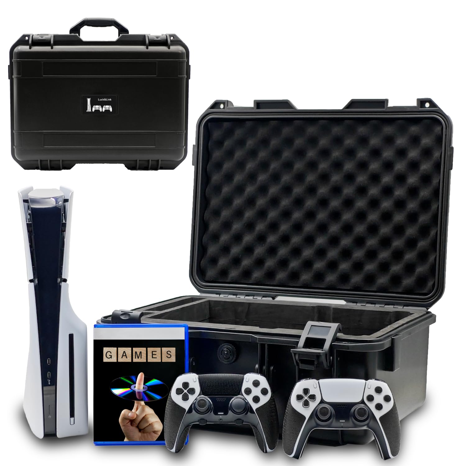 Le Sac de Voyage Hardshell est Compatible avec Les Consoles Playstation 5 Slim,Les manettes, Les valises ps5 slim avec Mousse personnalisée en Version Standard et numérique (FOR PS5 SLIM (2023))