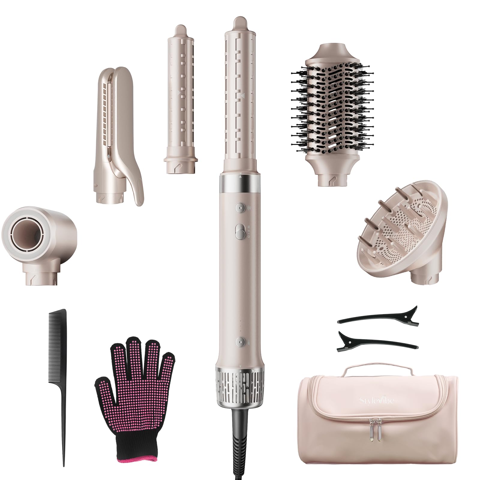 Mythsight StyleVibe 6-in-1 Air Styler with Hair Dryer &amp; Auto-Wrap Curl L/R