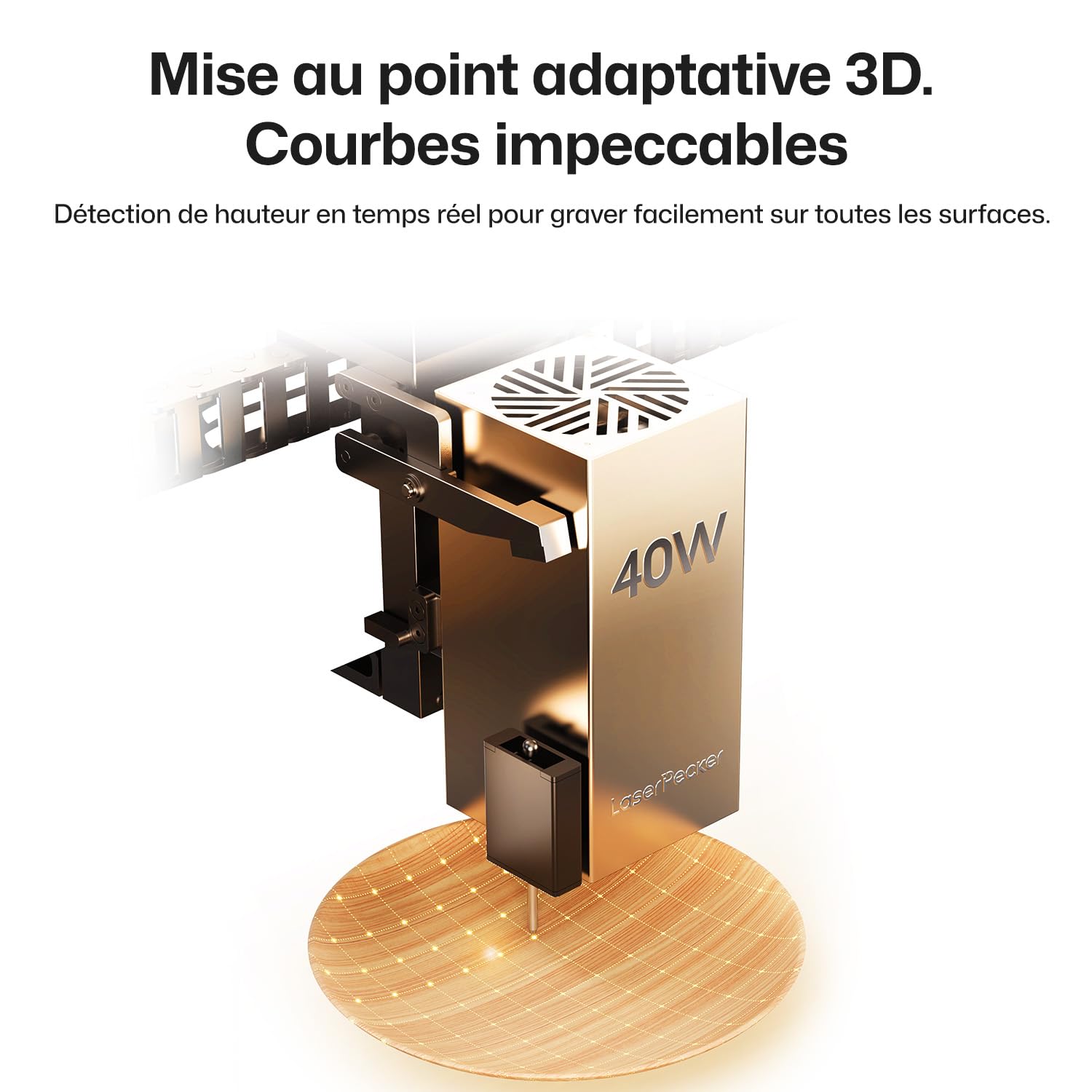 LaserPecker LX2 Découpeuse Graveuse Laser 40W, Surface de Travail 50x30cm de Haute Vitesse 1000mm/s, Caméra 12MP pour Métal, Bois, Acrylique & Surfaces Courbes pour Bricolage, PME et Personnalisation