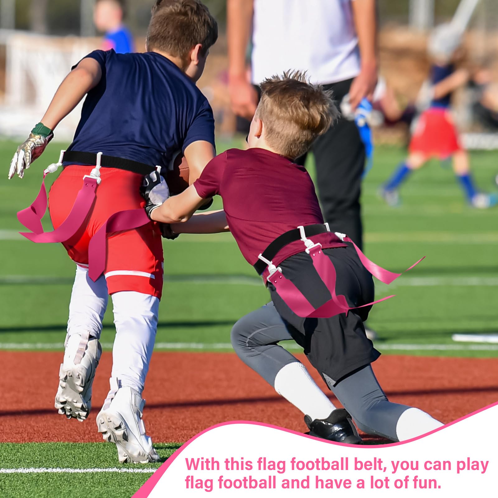 Hungdao 12 Players Flag Football Belts and Flags Adjustable Football Belts for Kids Teens Adults Team Training Sport Events