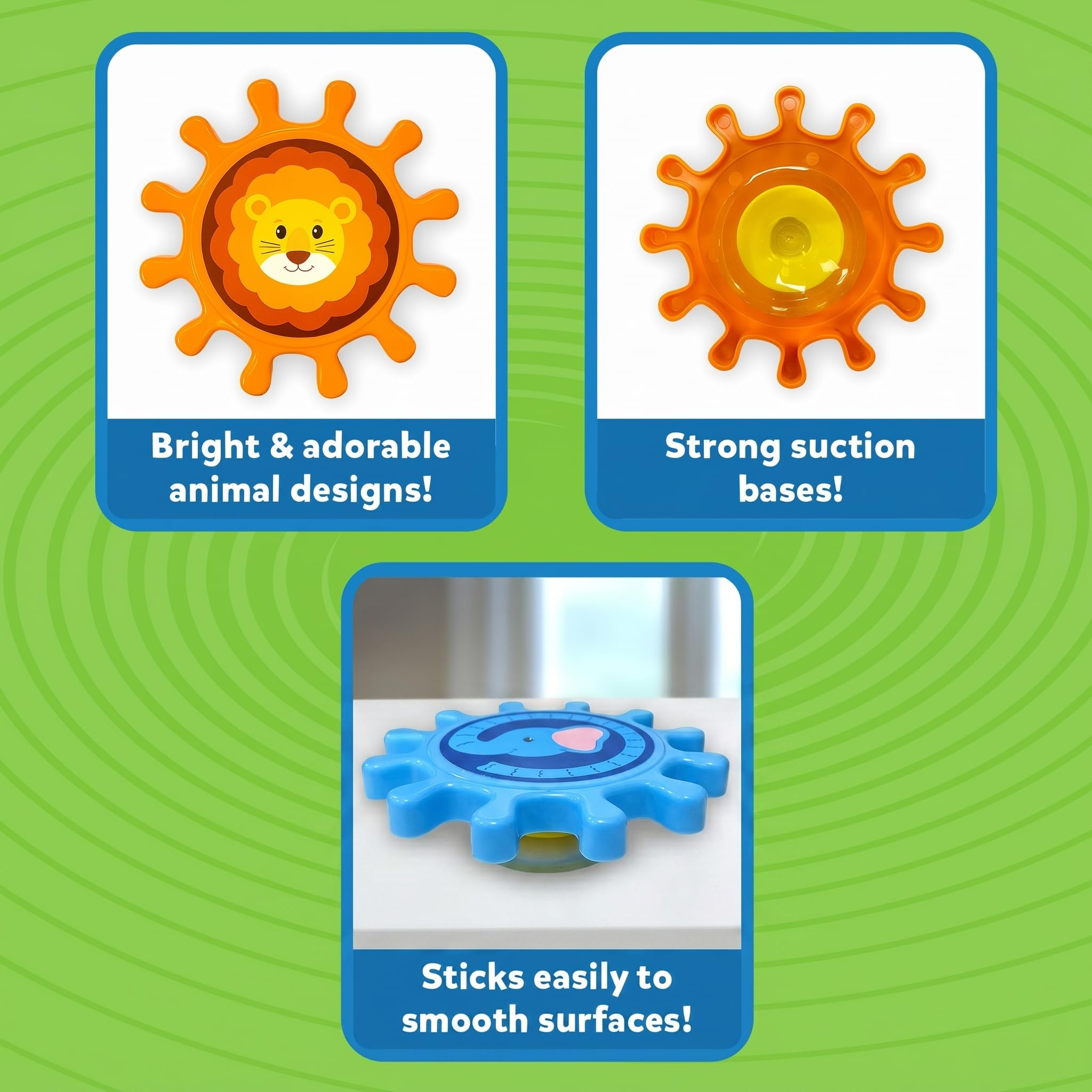 Skillmatics Spinny Gears for Babies - Fun Interlocking Spinning Gears, STEM & Sensory Toy, Suction Spinners for Windows, Table, Bath, Travel Toy, Gifts for Infants & Toddlers 6-36 Months, Set of 5 4