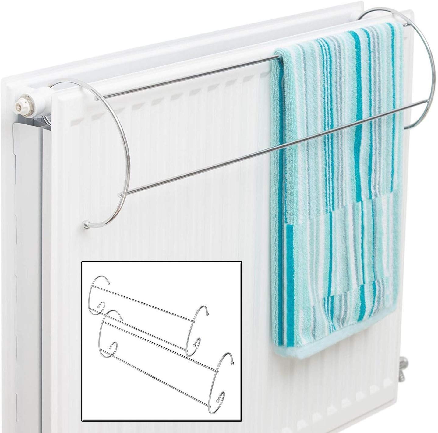 Thrink 2x Chrome Radiator Airer | Dryer Towel Rail | Indoor Clothes Rack Stand