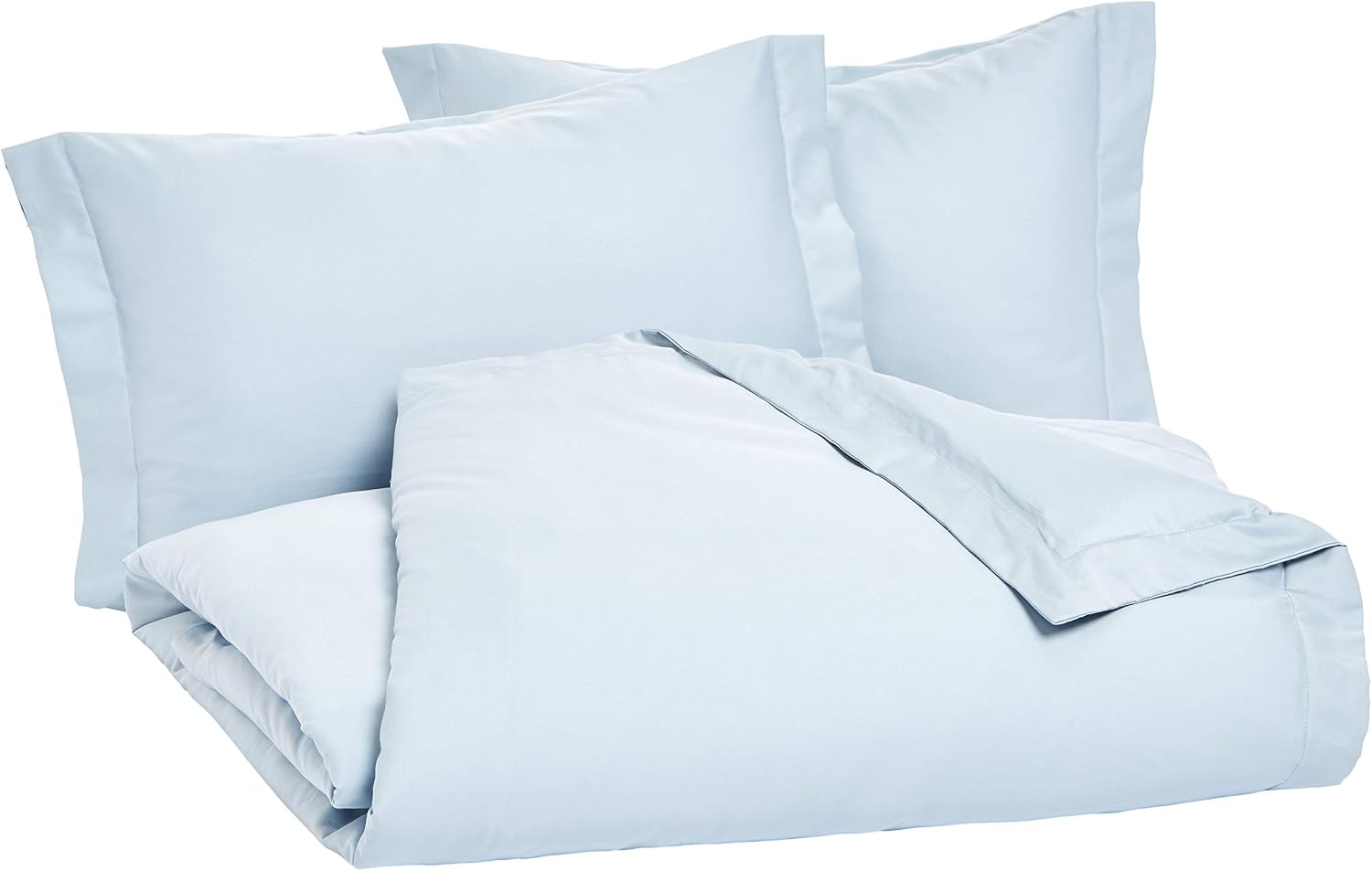 Amazon Basics 400 Thread Count Cotton Duvet Cover Bed Set with Sateen Finish - King, Smoke Blue