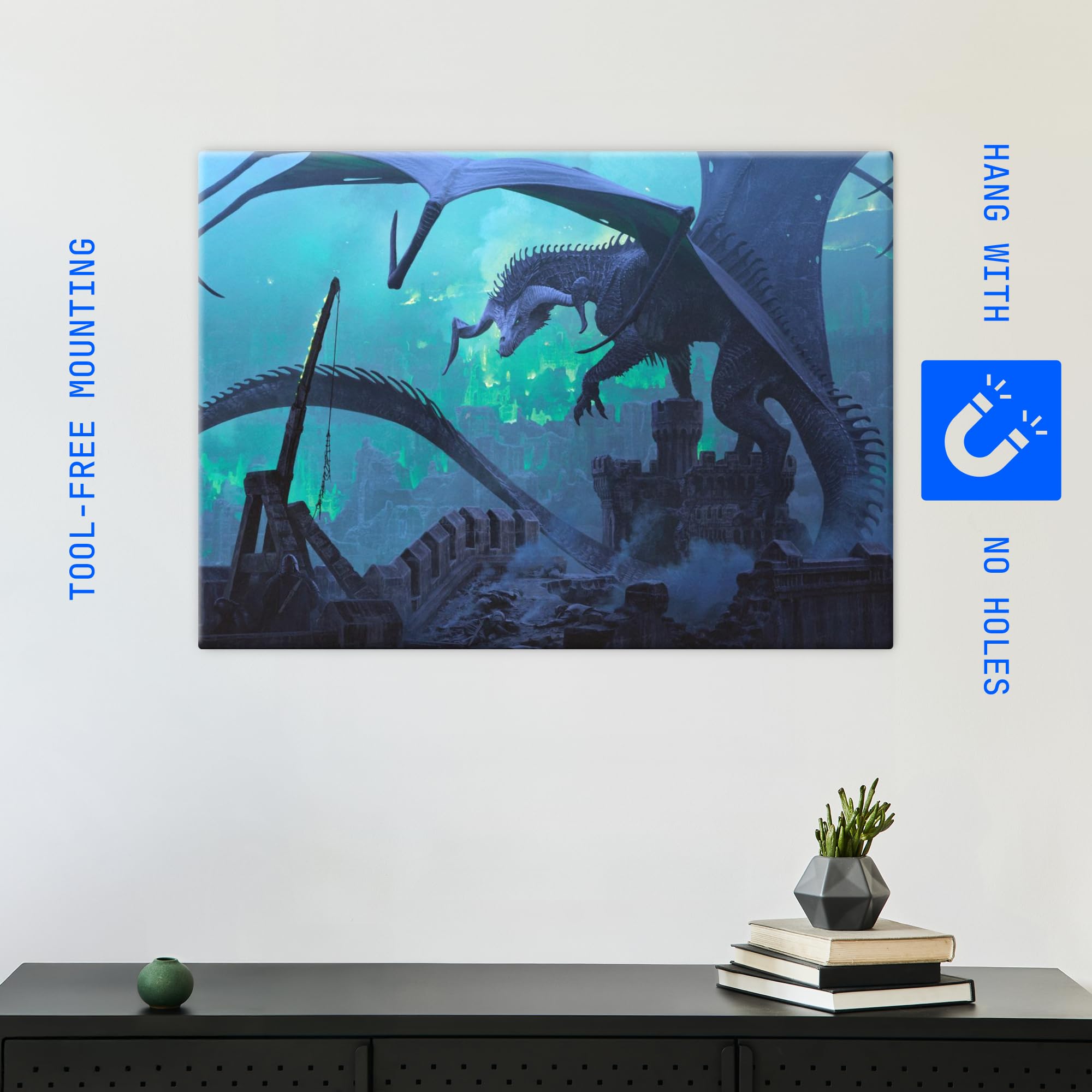 Displate Metall poster Dungeons And Dragons D&D Handbook Black Größe L | Bilder Wanddeko Wohnzimmer & Schlafzimmer Wandbilder, Geschenk. Wandkunst mit Magnet-Befestigung, ohne Bohren.
