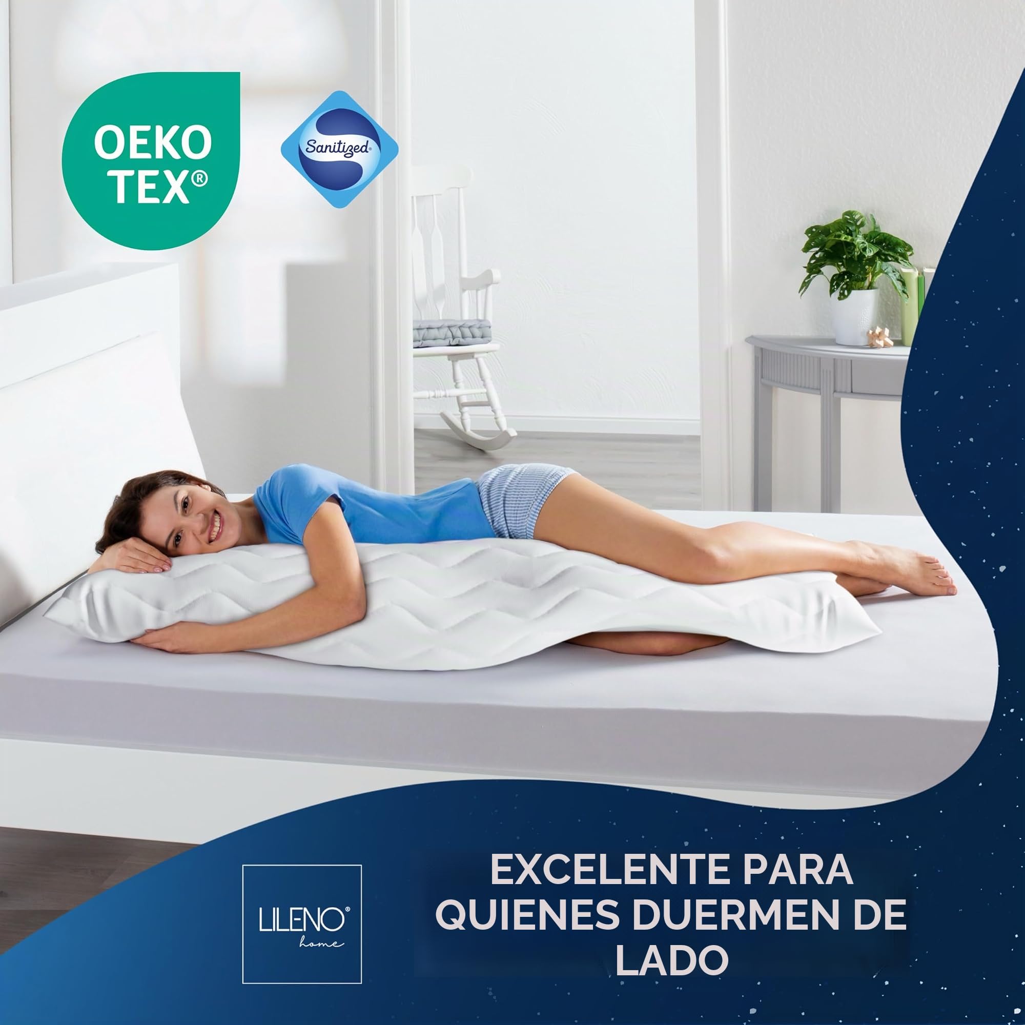 LILENO HOME Almohada para dormir de lado 40 x 145 cm, juego de 1 unidad, cojín de lactancia, almohada para dormir de lado 40 x 145 cm para mujeres embarazadas y bebés