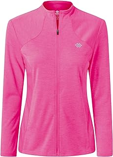 MoFiz Women's Full Zip Hiking Shirt Lightweight UPF 50+ Sun Protection Running Jacket Long Sleeve Sports Outdoor Top Pockets