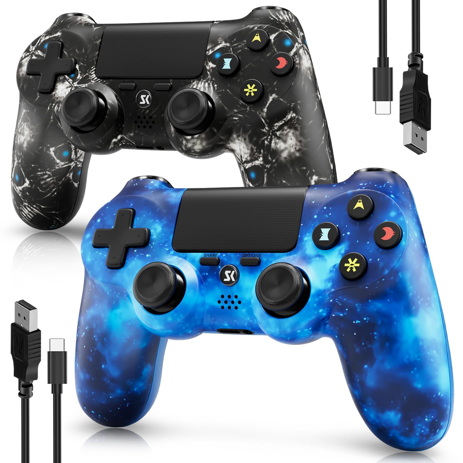 ps4 スリム　コントローラー2個付き Amazon.com: Controller for PS4, Wireless Controller 2 Pack for