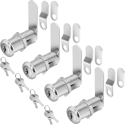 Cabinet Locks, 1-1/2" Long Cam Locks Keyed Alike, Cabinet Cam Lock Set for RV Storage, Tool Box, Zinc Alloy (4 Pack, 1-1/2 Inch)
