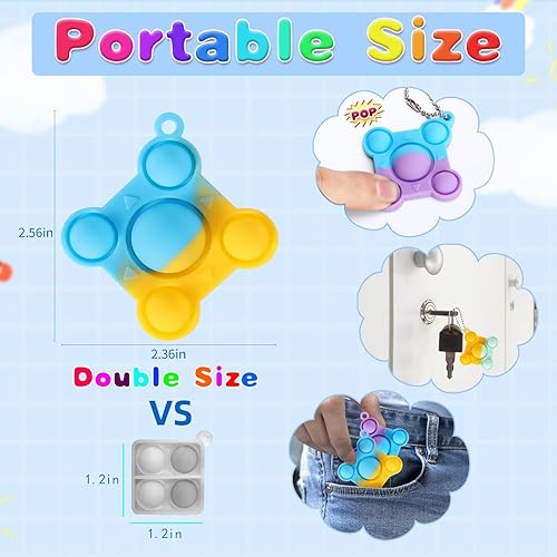 Miniatura 2 de Paquete de 32 juguetes para ansiedad pequeños y grandes para reventar, recuerdos de fiesta, juguetes sensoriales de silicona para apretar, juguetes