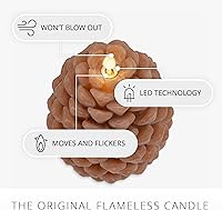 Vista 24 de Luminara Pinecone - Velas sin llama, con acabado marrón tiza, figuras de cono de pino, velas LED sin perfume, funcionan con pilas, con temporizador