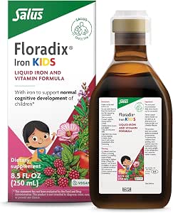Floradix Iron Kids, Liquid Iron & Vitamin, Raspberry-Vanilla, 8.5 fl oz