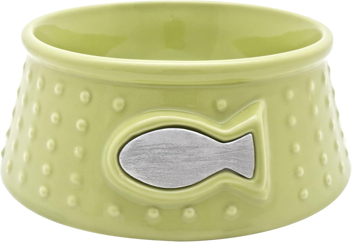 Catit Style Ceramic Dish, Dot Pattern, Lime - Medium