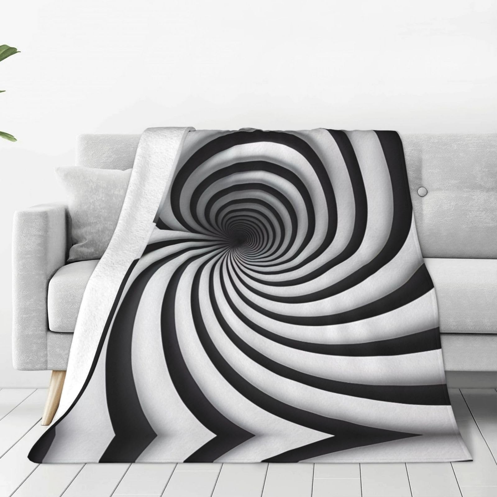 Couverture en flanelle PHAYAH à motif illusion d'optique pour lit et canapé de 203x152 cm