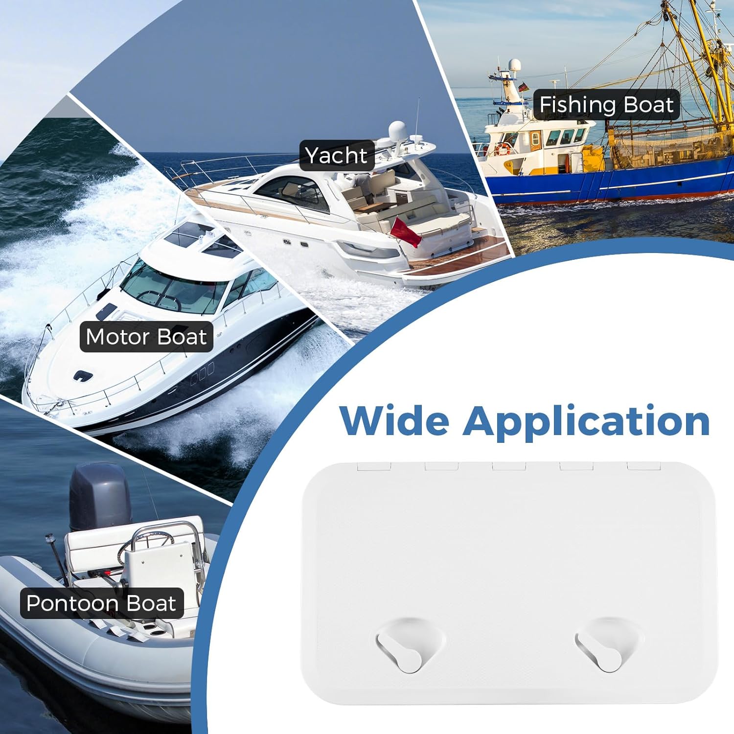 GYMAX Boat Hatch 24" x 14", Marine Deck Access Hatch & Lid with 180 Degree Lid Hinge, Non-Slip Surface, Leak-Proof Rubber Seal, White Rectangle, Easy to Install