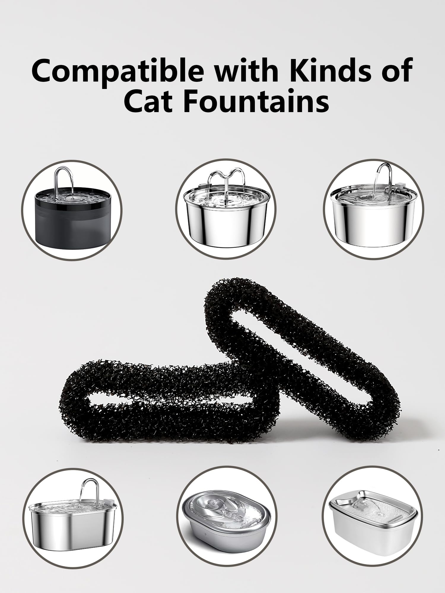 PewinGo Filtri per Fontana D'acqua per Gatti,Spugne Filtri Fontanella per Gatti,Filtro di Ricambio per Fontana D'acqua per Gatti da 2 l/3,2 l, 6 Spugne in Schiuma