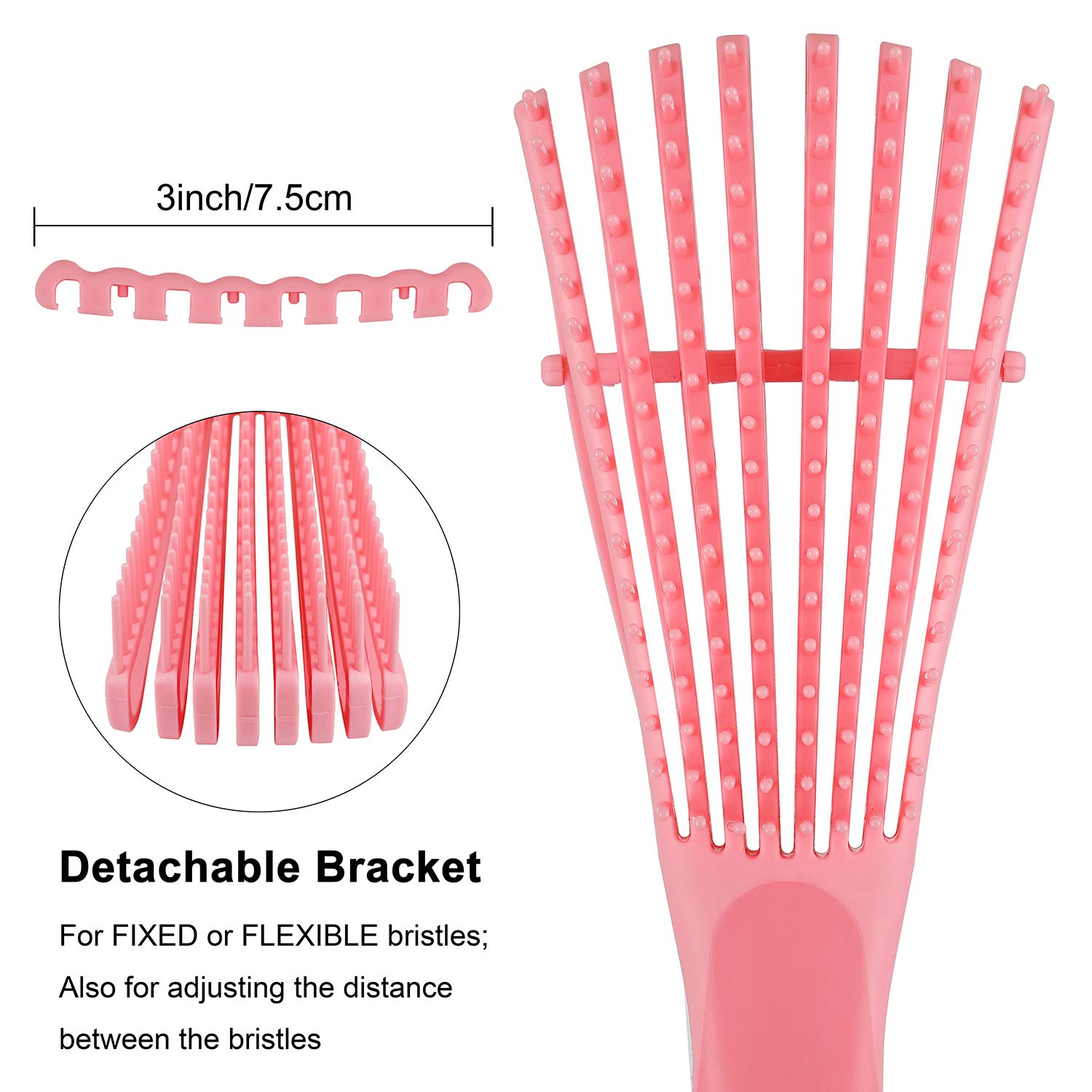 Vamop 2 Pieces Detangler Brush with Edge Brush Double Sided for Natural Black Hair Brush Detangling Brush for Kinky Wavy, Curly, Coily Hair, Detangle Easily with Wet/Dry, Apply Conditioner/Oil