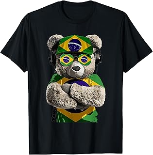 Brazilian Flag Bear Sunglasses Souvenirs Products Brasil T-Shirt